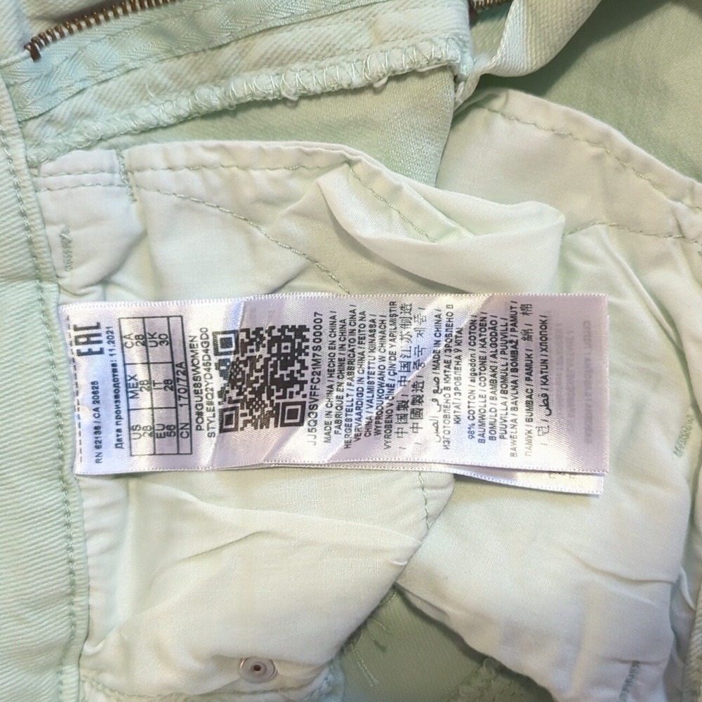 Guess Light Green Denim Shorts Size 28 - Picture 5 of 8